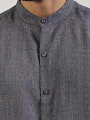 Self Jacquard Blue Full Sleeve Shirt
