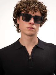 Luxe Knit Black Half Sleeve Polo Tshirt