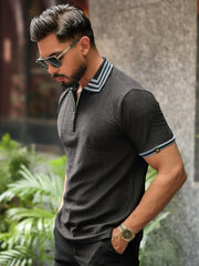 Midnight Black Half Slevee Polo T-Shirt