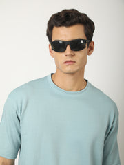 Seersucker Light Blue Half Sleeve T-Shirt