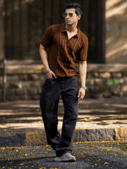 Frosknit Brown Half Sleeve Polo T-Shirt