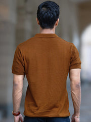 Bohemian Crochet Brown Half Sleeve T-Shirt