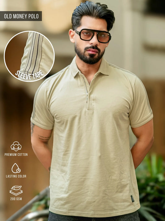TwillTape Beige Core Half Sleeve Polo T-Shirt