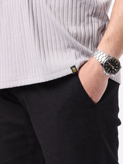 DropKnit Contrast Silver Grey Half Sleeve Polo T-Shirt