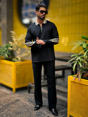 Cross cut Tape Full Sleeve Polo T-Shirt