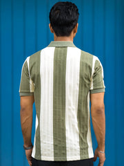 Bold Stripe Green Half Sleeve Polo T-Shirt
