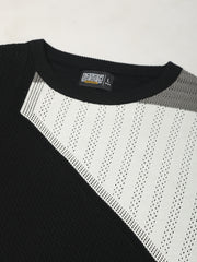 Sheernet FlatKnit Cotton Black Half Sleeve T-Shirt