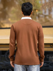 Plain Brown Full Sleeve Polo T-Shirt