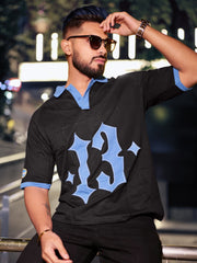 The Raglan Black Oversized Half Sleeve Polo T-Shirt