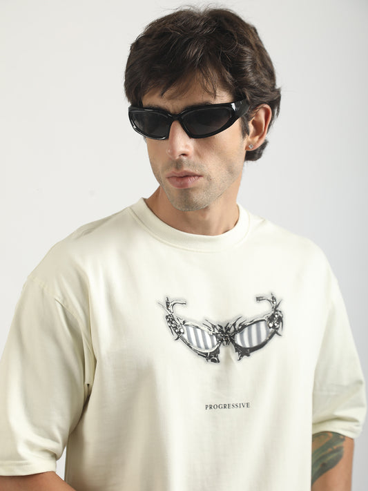 Sunglass Cream Half Sleeve T-Shirt