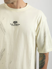 Los Angles Cream Half Sleeve T-Shirt