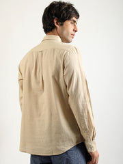 Cotton Linen Beige Full Sleeve Shirt
