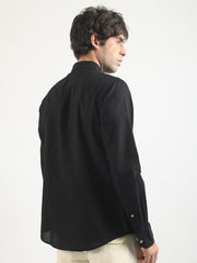 Cotton Linen Black Full Sleeve Shirt