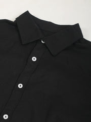 Cotton Linen Black Full Sleeve Shirt