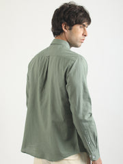 Cotton Linen Green Full Sleeve Shirt