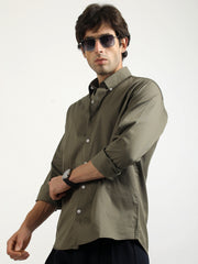 Soft Twill Olive Full Sleeve Shirt