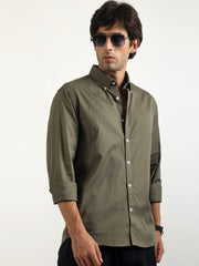 Soft Twill Olive Full Sleeve Shirt