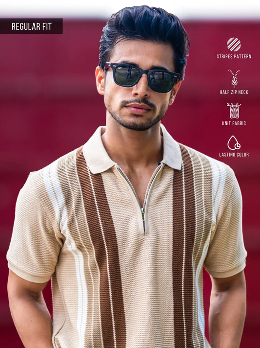 Knitridge Biscuit Half Sleeve Polo T-Shirt