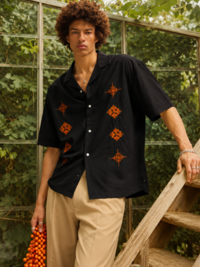 Embroidery Black Shirt