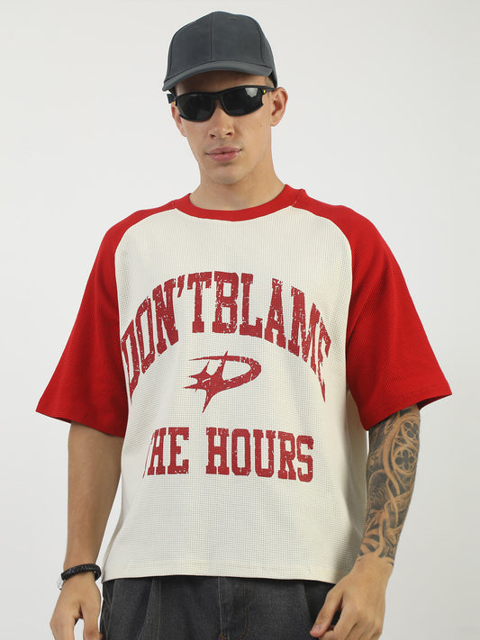 Cream Blame Boxy Fit Waffle T-Shirt