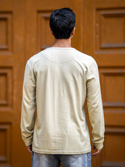 Waffle Beige Henley Full Sleeve Tshirt