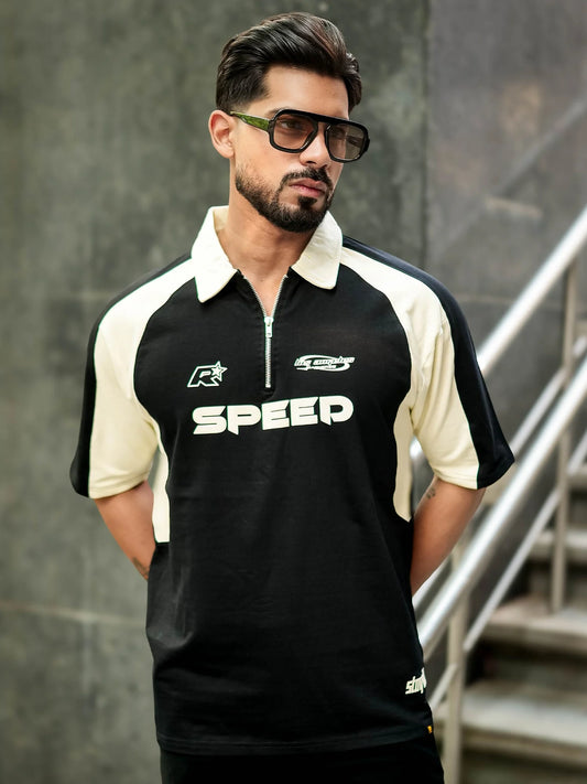 Speed Black Polo Half Sleeve T-Shirt