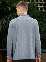 Street Blocks Light Grey Full Sleeve Polo T-Shirt