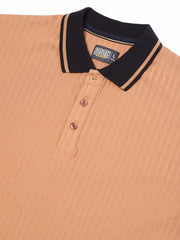 DropKnit Contrast Coral Orange Half Sleeve Polo T-Shirt