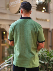 Waffle Textured Hunter Green Half Sleeve Tshirt