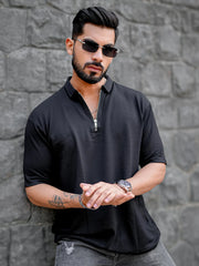 Elliot Black Half Sleeve Polo T-Shirt
