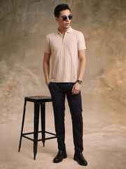 Matrix Knit Butterscotch Half Sleeve Polo T-Shirt