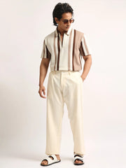 High Street Cream, Brown Half Sleeve Polo T-Shirt