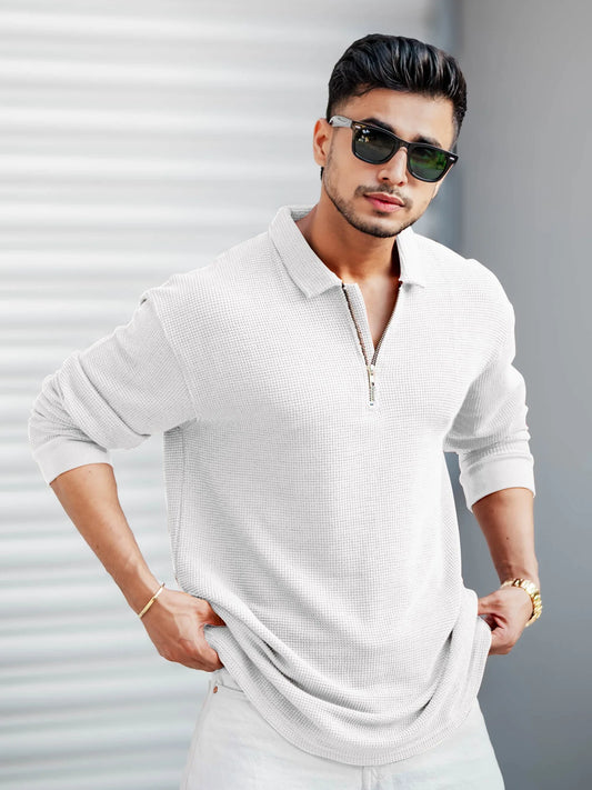 Umbrella White Full Sleeve Polo T-Shirt