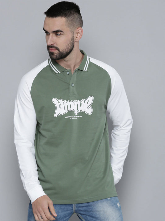Unique Hunter Green Polo Full Sleeve Tshirt