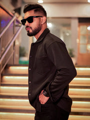 Double Pocket Black Full Sleeve Shacket