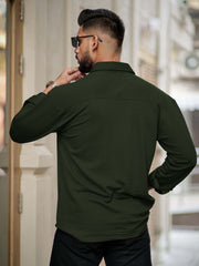 Elliot Cargo Knit Olive Lycra Full Sleeve Shirt