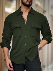 Elliot Cargo Knit Olive Lycra Full Sleeve Shirt