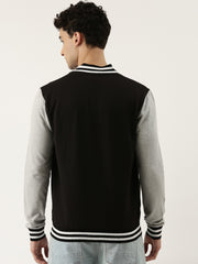 Varsity Black Grey Full Sleeve Jacket