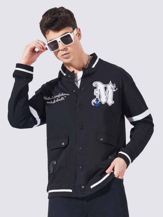 Varsity Black Full Sleeve Jacket