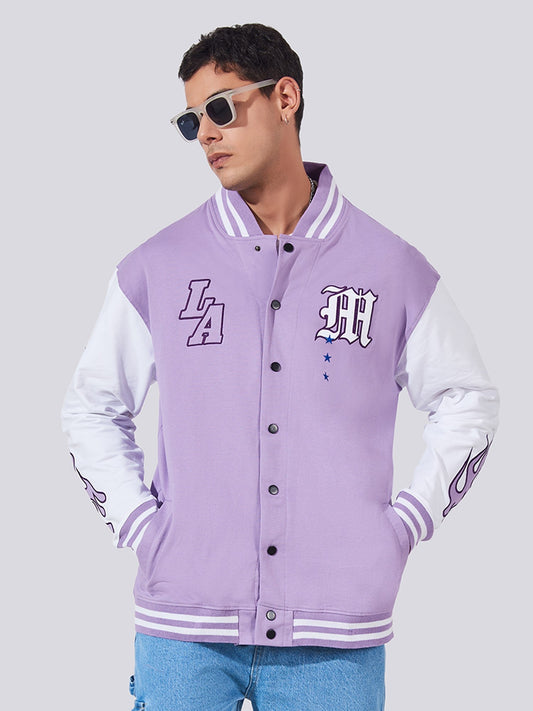 LA Lavender Varsity Full Sleeve Jacket