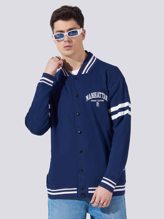 Manhattan Navy Varsity Full Sleeve Jacket