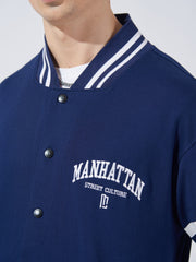 Manhattan Navy Varsity Full Sleeve Jacket