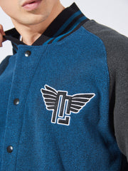 Solid Navy Varsity Full Sleeve Jacket