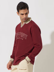 Newport Burgundy Oversized Full Sleeve Polo T-Shirt