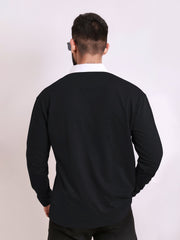 Half Zip Unique Black Fullsleeve Polo Tshirt