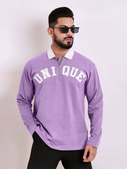 Half Zip Unique Lavender Fullsleeve Polo Tshirt