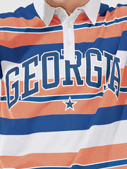 Georgia Oversized Orange Striped Half Sleeve Polo T-Shirt