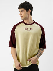 Boston Burgundy Butterscotch Oversized Half Sleeve T-Shirt