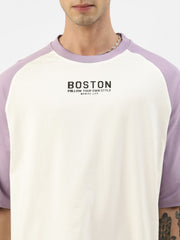 Boston Lavender White Oversized Half Sleeve T-Shirt