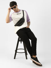 Boston Lavender White Oversized Half Sleeve T-Shirt